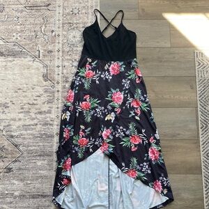 Floral Maxi Dress with Black Top